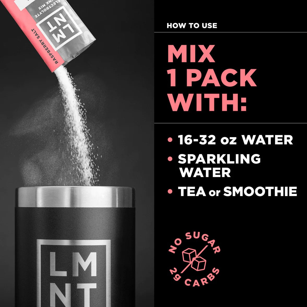 LMNT Zero-Sugar Electrolytes: RASPBERRY SALT